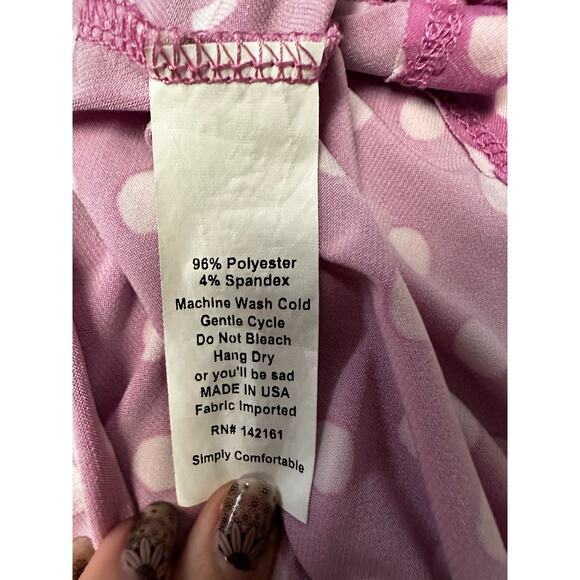 Lularoe Azure Skirt Purple Pink Polka Dot Flowy Mid Length Girls Size 14 - Picture 5 of 6